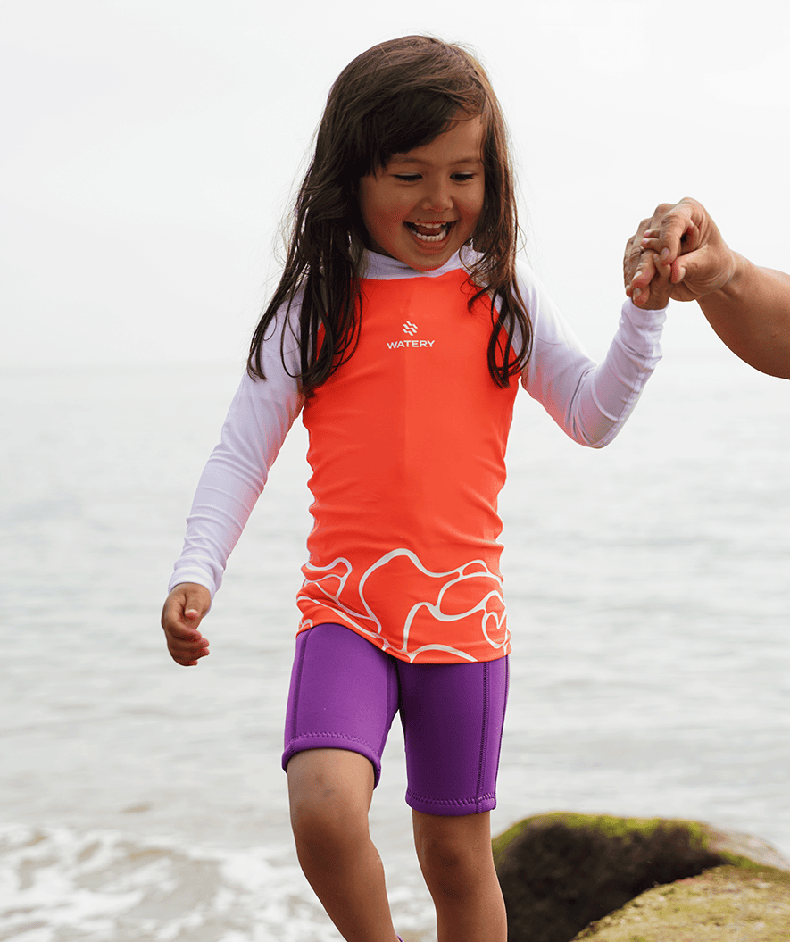 Watery UV shirt for kids - Chilton Long Sleeved Rashguard - Pink/white