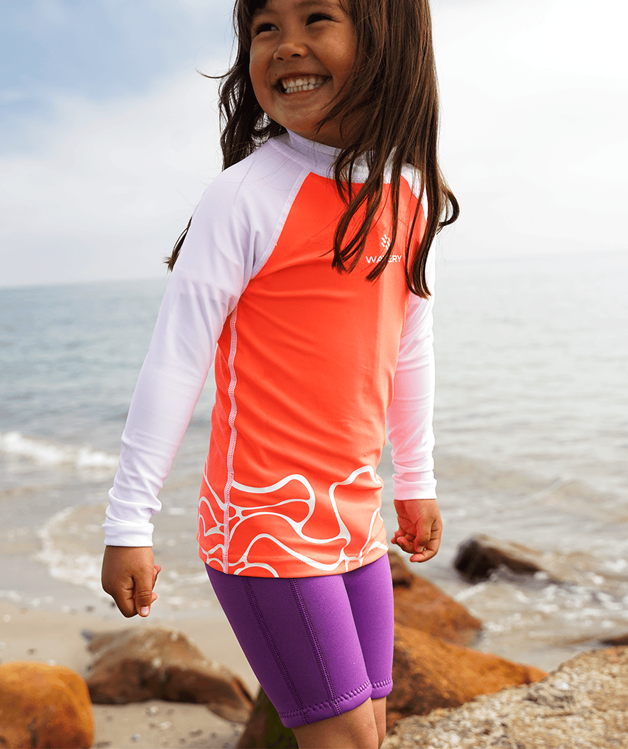 Watery UV shirt for kids - Chilton Long Sleeved Rashguard - Pink/white