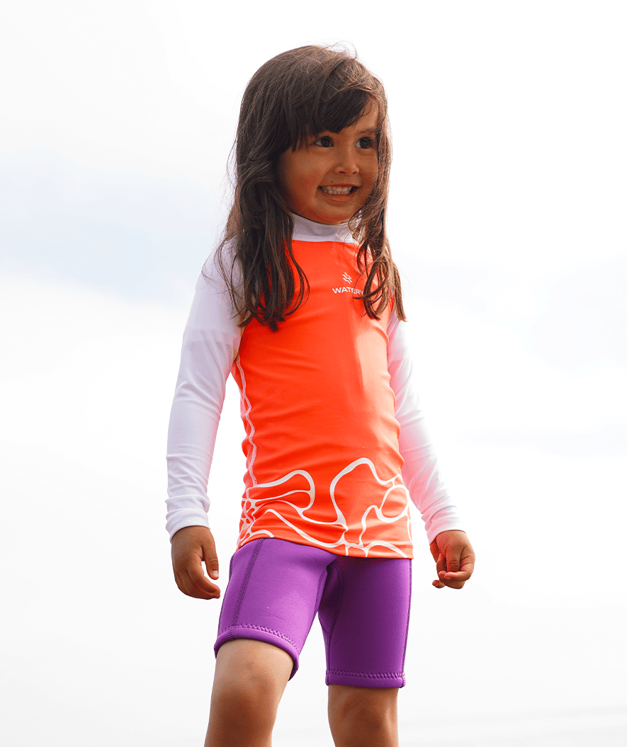 Watery UV shirt for kids - Chilton Long Sleeved Rashguard - Pink/white