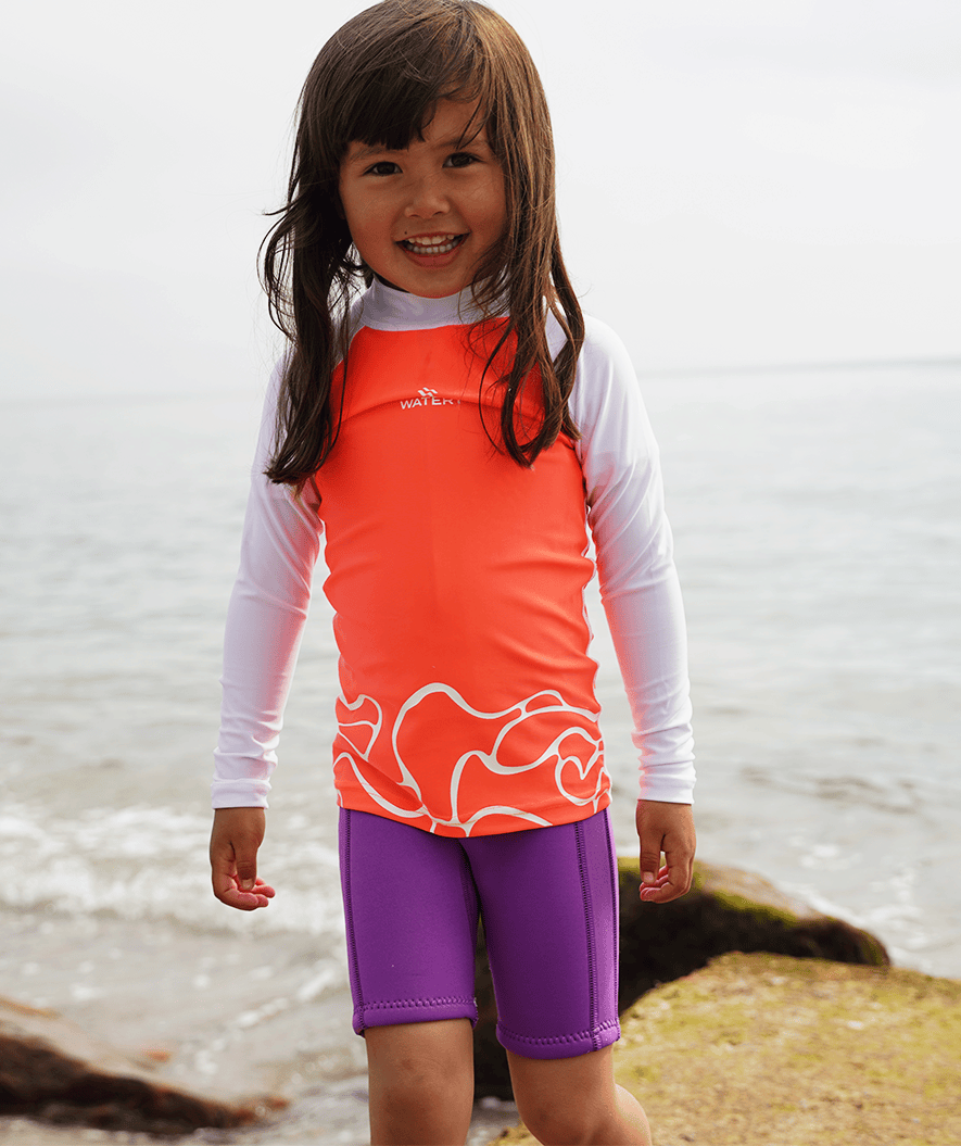 Watery UV shirt for kids - Chilton Long Sleeved Rashguard - Pink/white