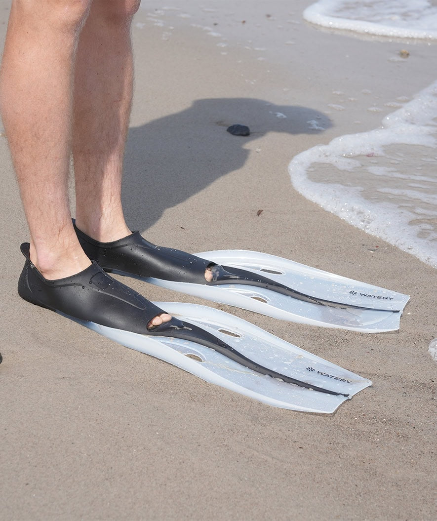 Watery diving fins for juniors/adults (33-46) - Breeve Longtail - Black/White