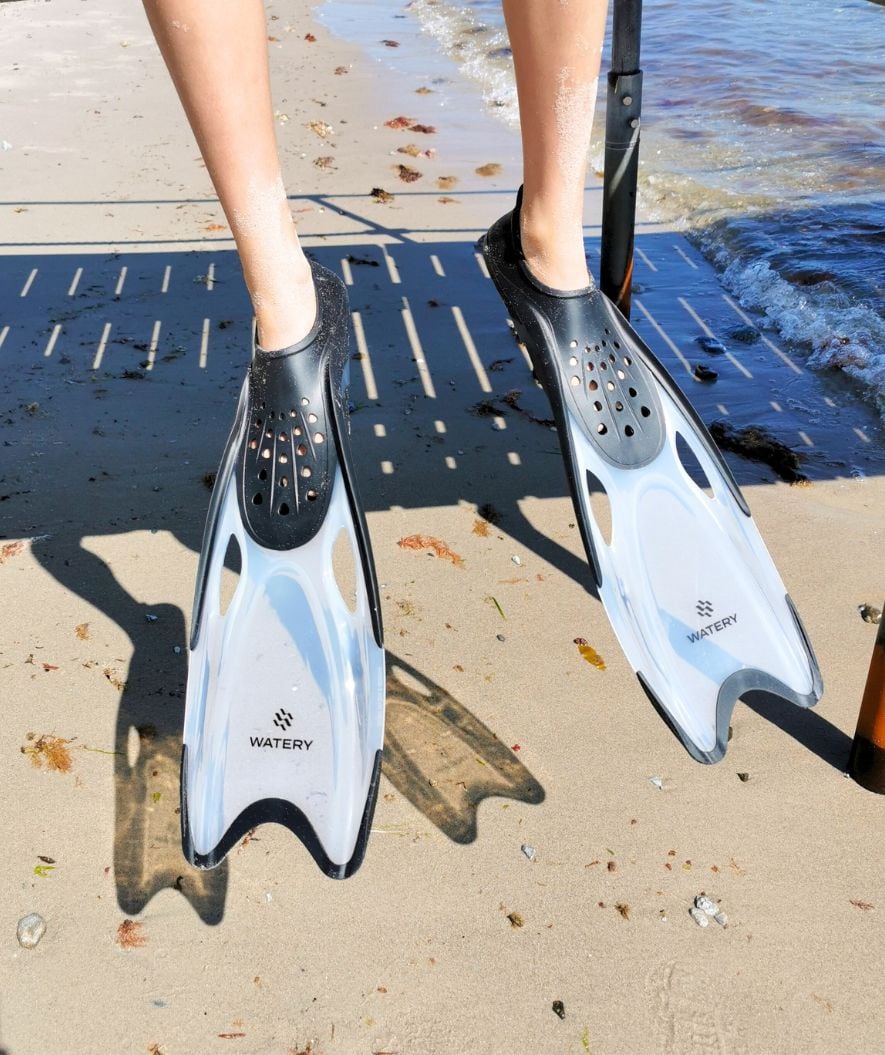 Watery diving fins for adults (36-45) - Rilian - Black/clear
