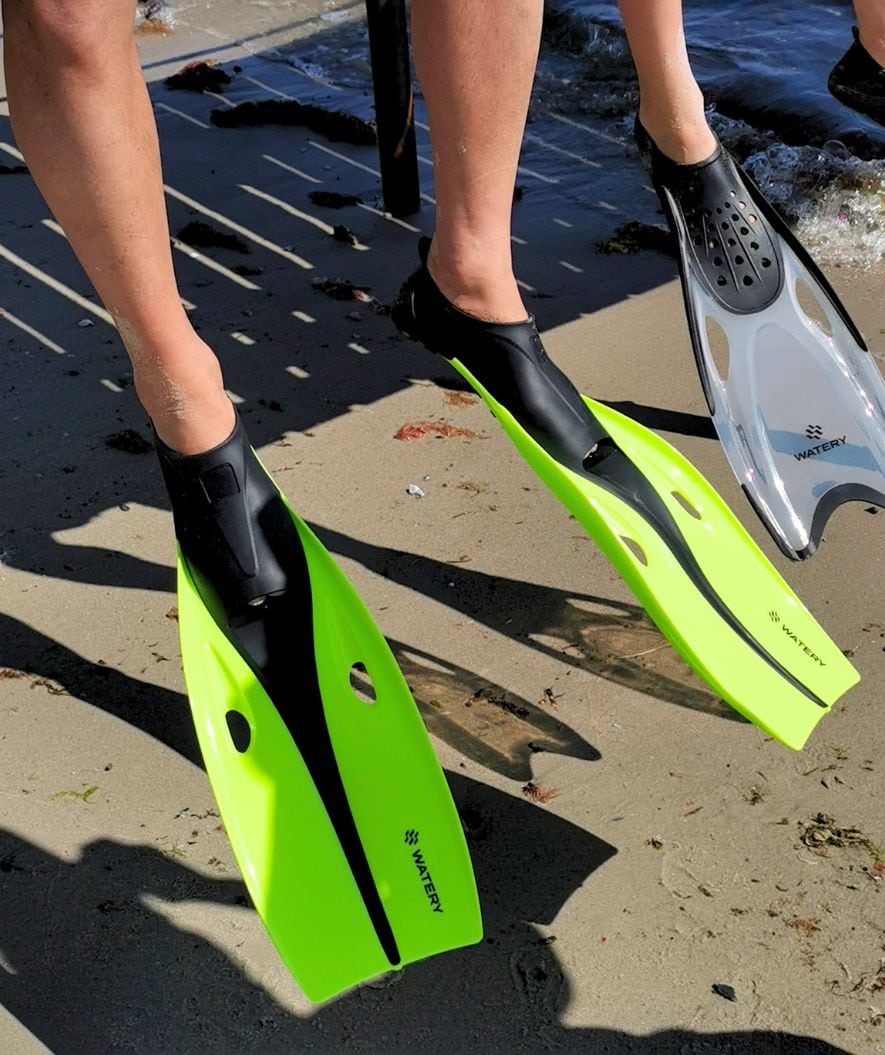 Watery diving fins for juniors/adults (33-46) - Breeve Longtail - Black/White