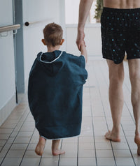 Watery bathing poncho for kids - Microfiber - Black