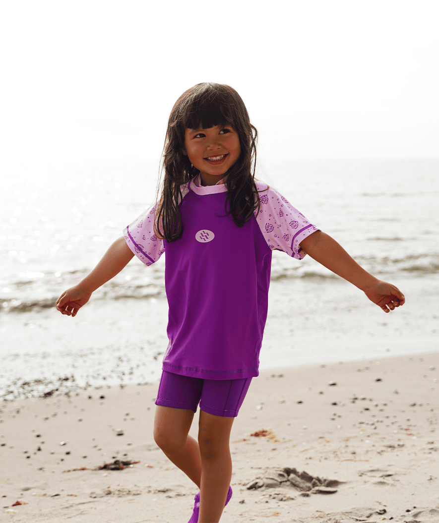 Watery UV shirt for kids - Brandman Short Sleeved Rashguard - Green/blue