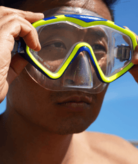 Watery diving mask for adults (from 15 years) - Leach Pro - Blue/yellow
