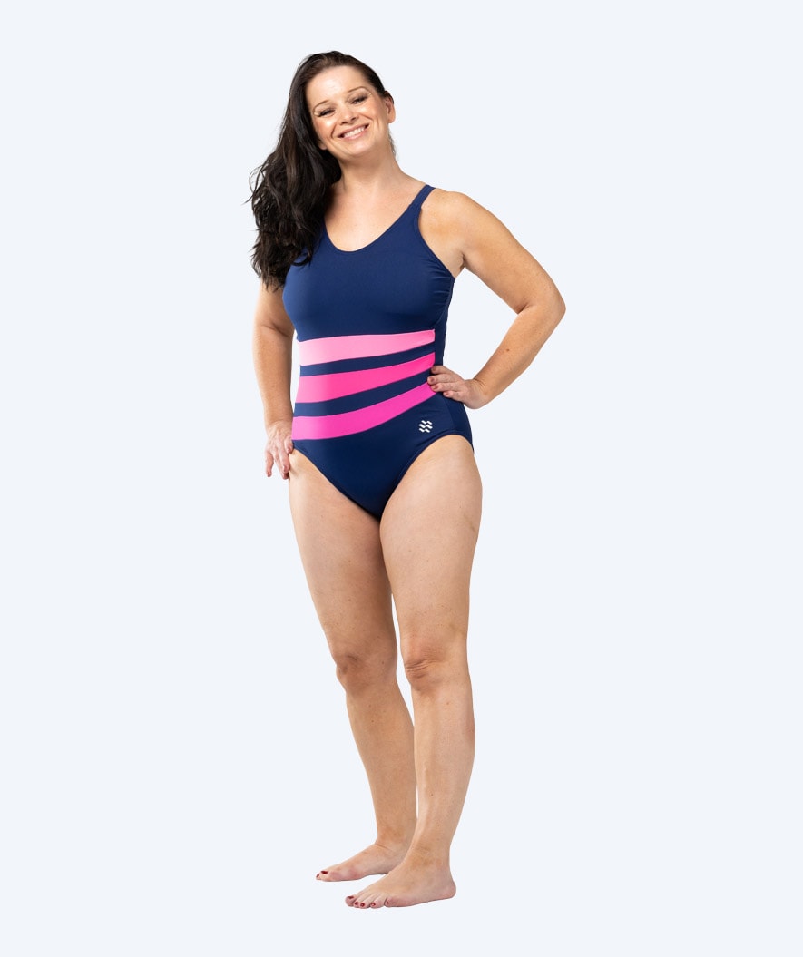 Watery padded swimsuit for women - Mystique Stripes - Pinky