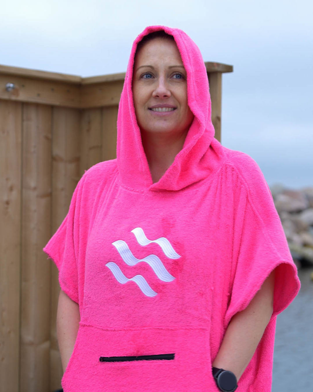 Watery bathing poncho for adults - Cotton - Forrest Green