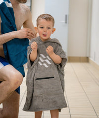 Watery bathing poncho for kids - Cotton - Grey