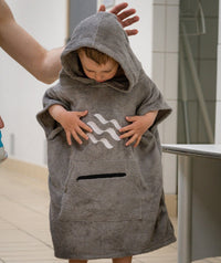 Watery bathing poncho for kids - Cotton - Grey