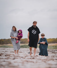 Watery bathing poncho for junior - Cotton - Black