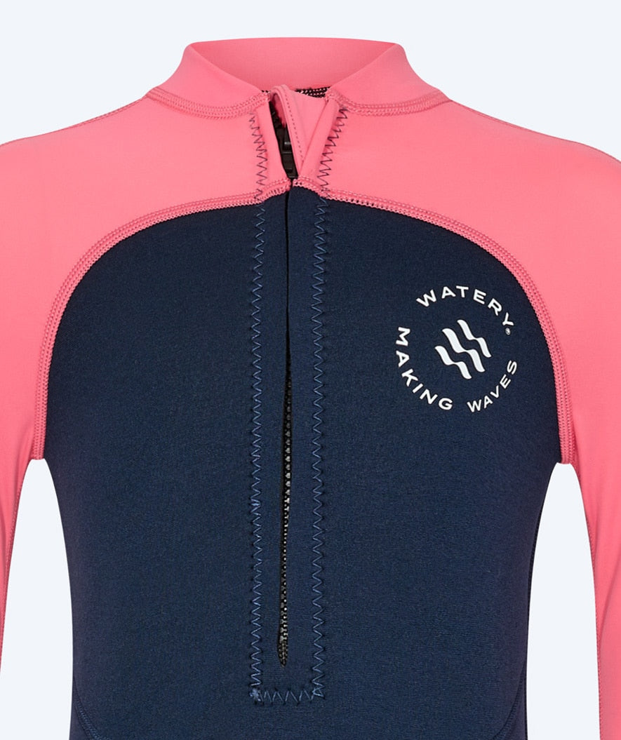 Watery UV wetsuit for kids - Calypso Full-Body - Coral/dark blue