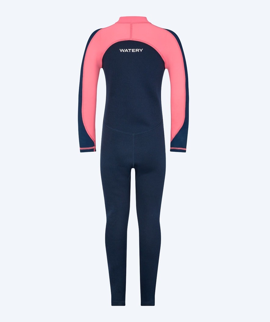 Watery UV wetsuit for kids - Calypso Full-Body - Coral/dark blue