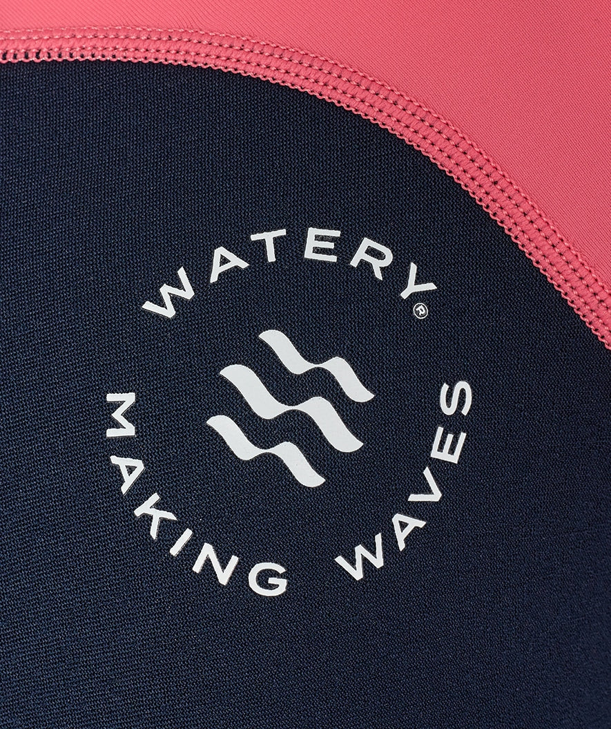 Watery UV wetsuit for kids - Calypso Full-Body - Coral/dark blue