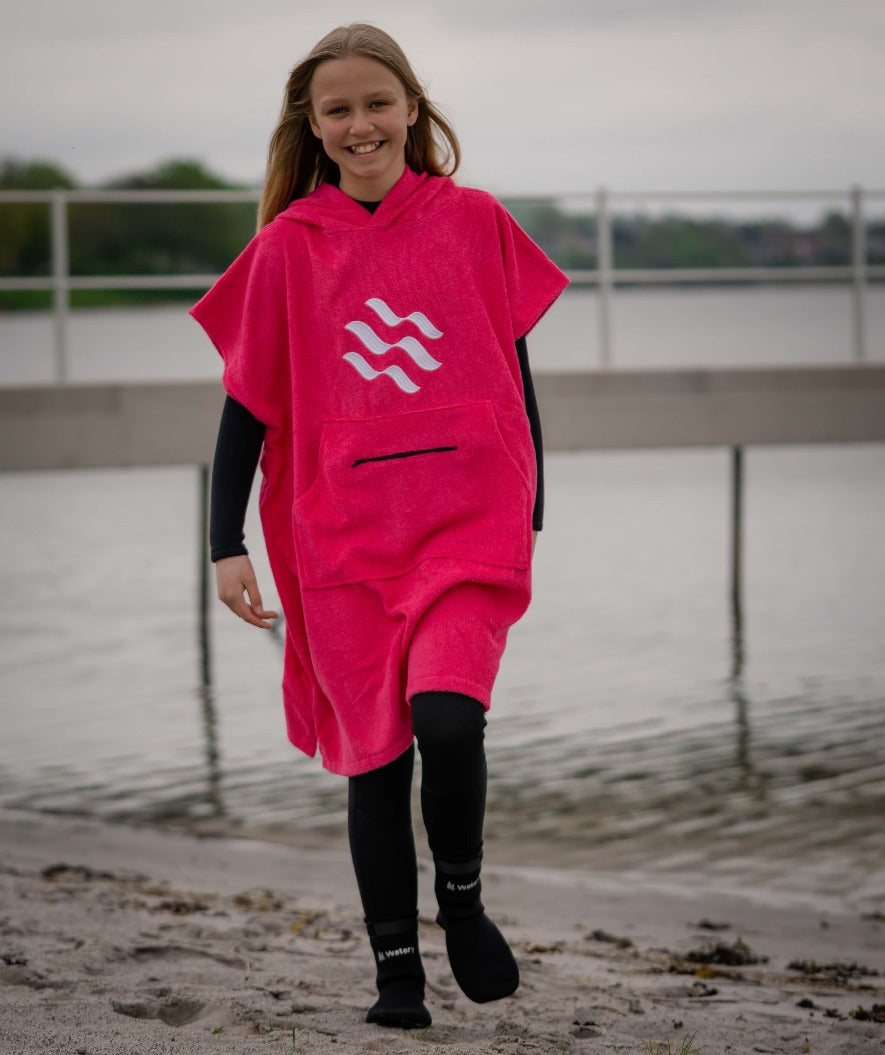 Watery bathing poncho for junior - Cotton - Black