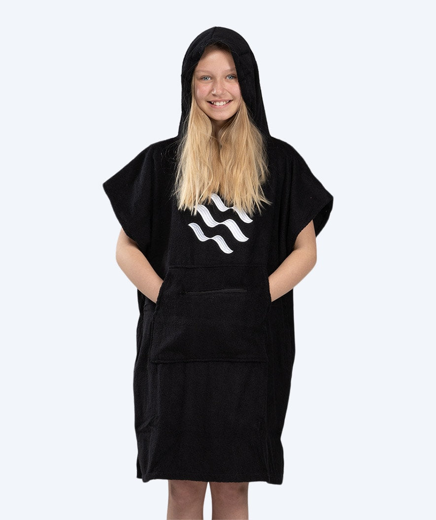 Watery bathing poncho for junior - Cotton - Black
