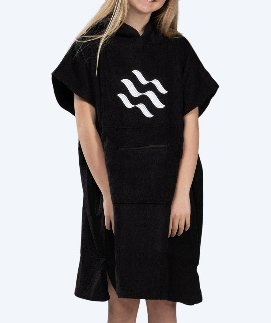 Watery bathing poncho for junior - Cotton - Black