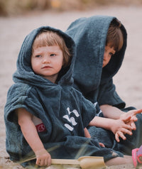 Watery bathing poncho for kids - Cotton - Grey