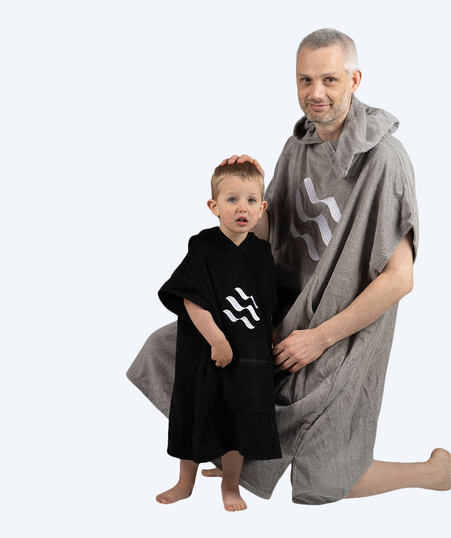 Watery bathing poncho for kids - Cotton - Black