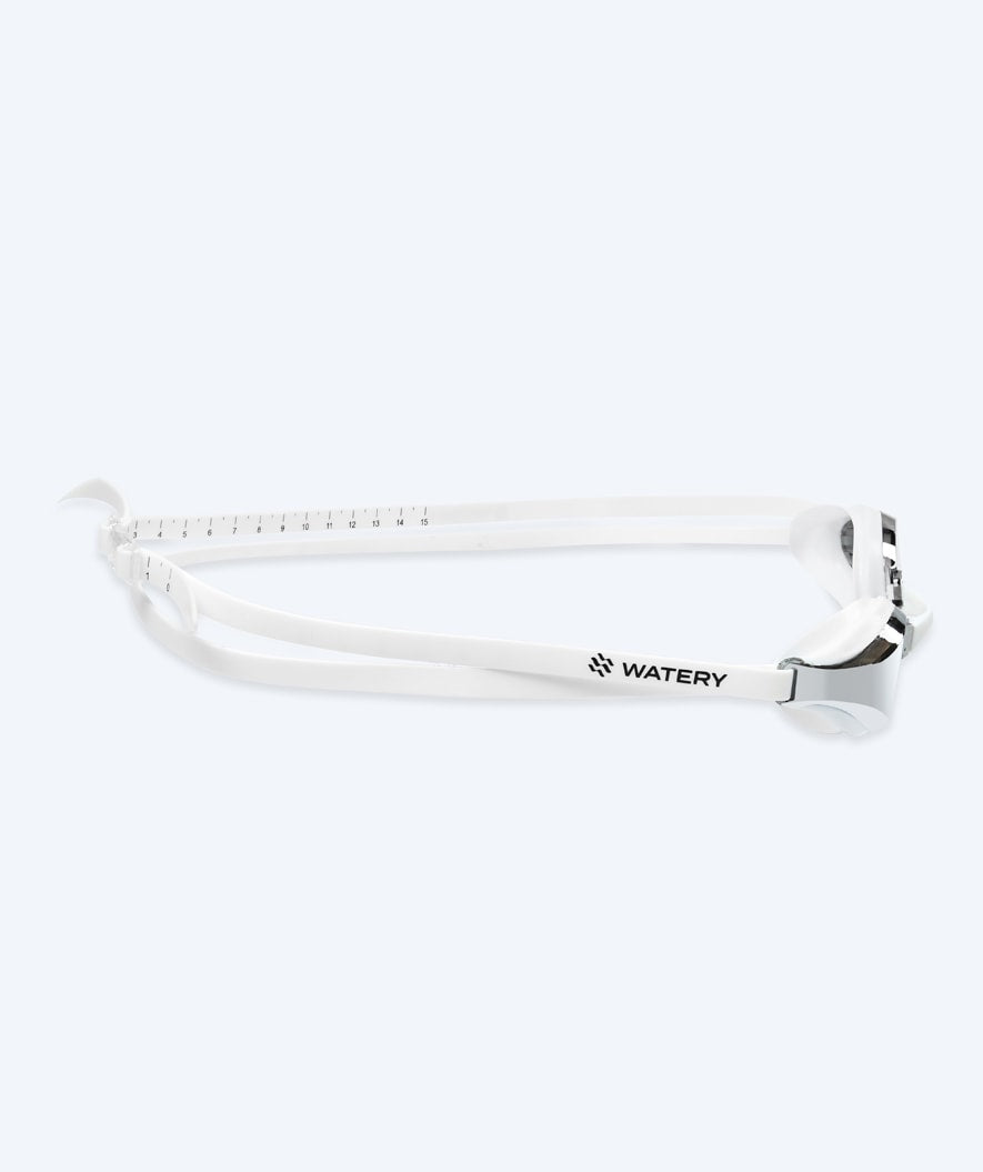 Watery Elite swim goggles - Poseidon Mirror - White/silver