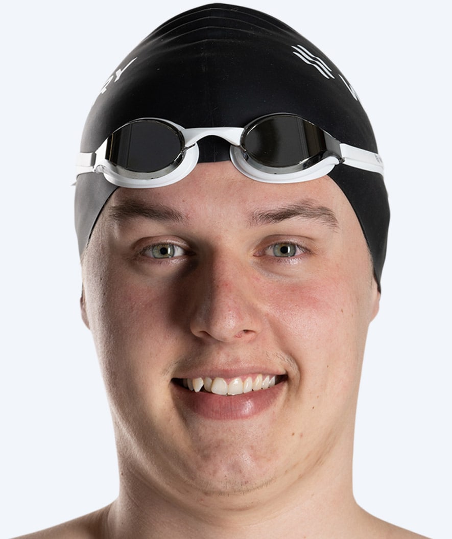 Watery Elite swim goggles - Poseidon Mirror - White/silver