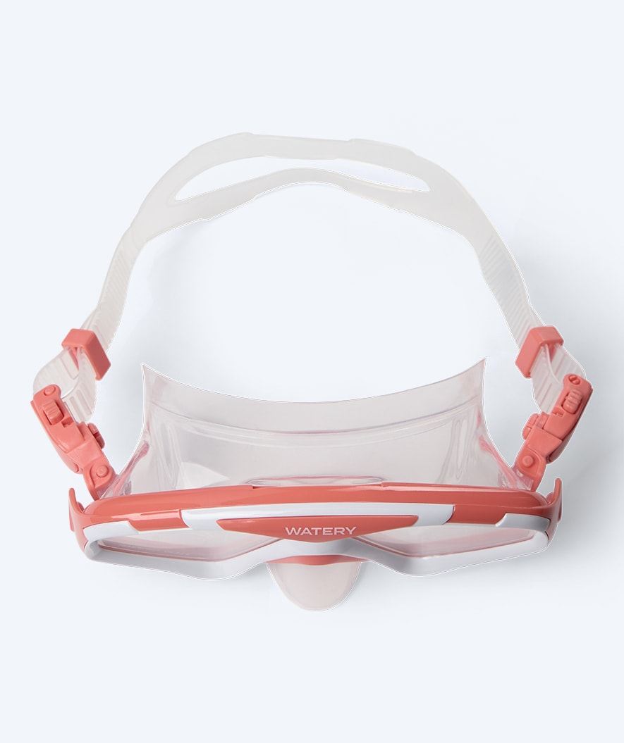 Watery diving mask for adults (from 15 years) - Leach Pro - White/pink