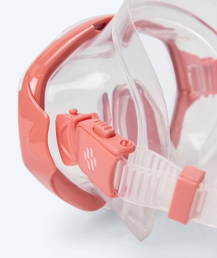 Watery diving mask for adults (from 15 years) - Leach Pro - White/pink