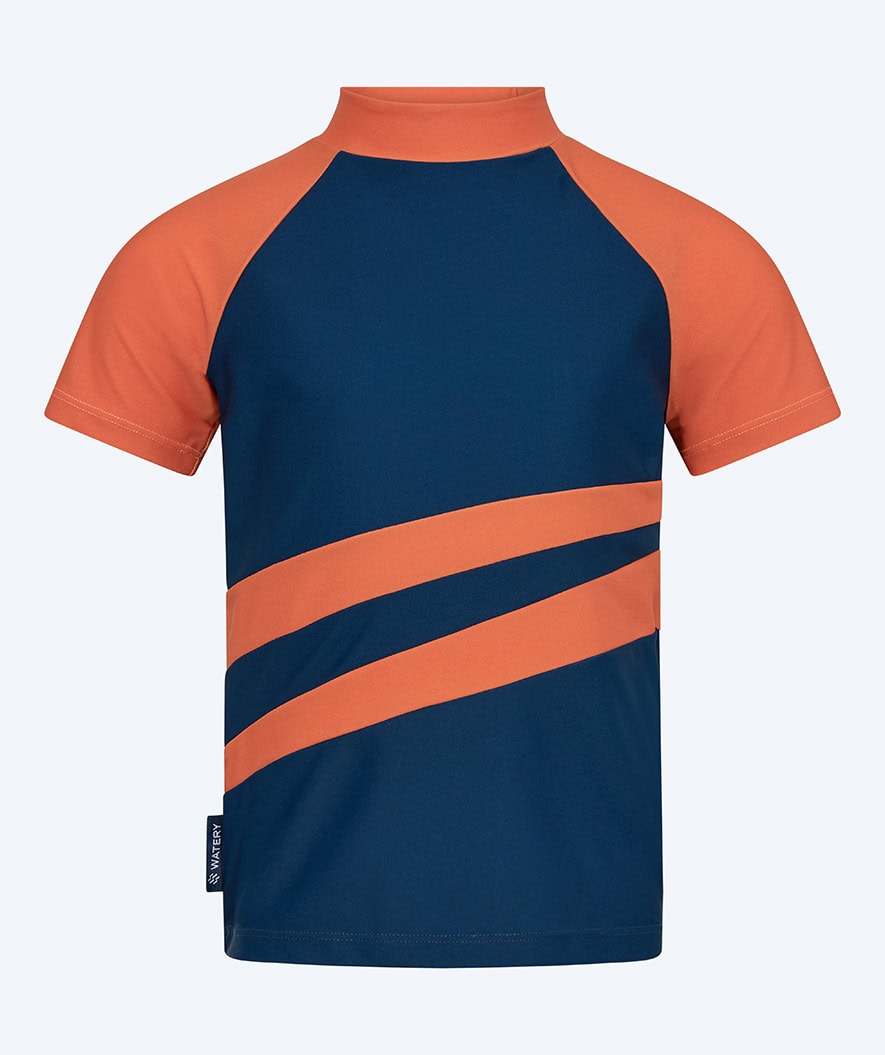 Watery UV-shirt for kids - Manami Short Sleeved Rashguard - Orange/blue