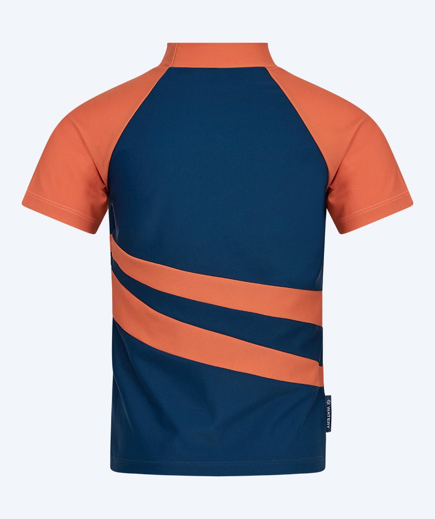 Watery UV-shirt for kids - Manami Short Sleeved Rashguard - Orange/blue