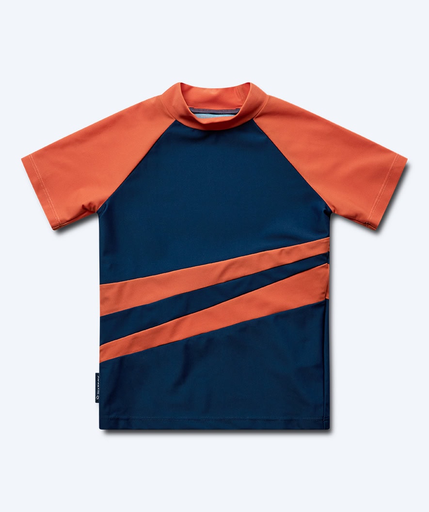 Watery UV-shirt for kids - Manami Short Sleeved Rashguard - Orange/blue