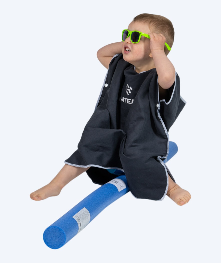 Watery bathing poncho for kids - Microfiber - Black