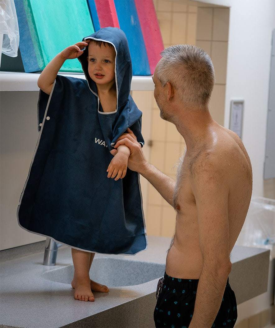 Watery bathing poncho for kids - Microfiber - Royal Blue