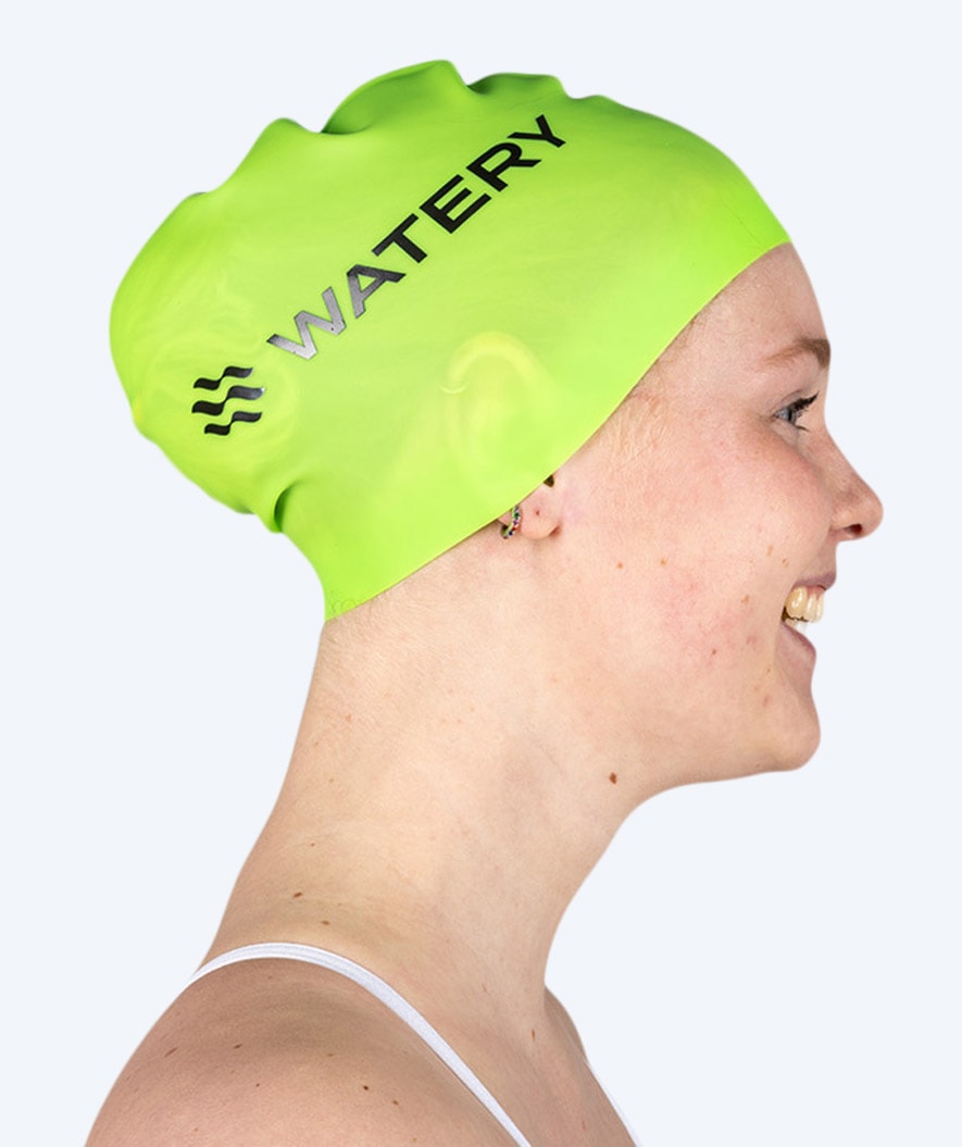 Watery swim cap (from 12 years) - Signature - Fluo green