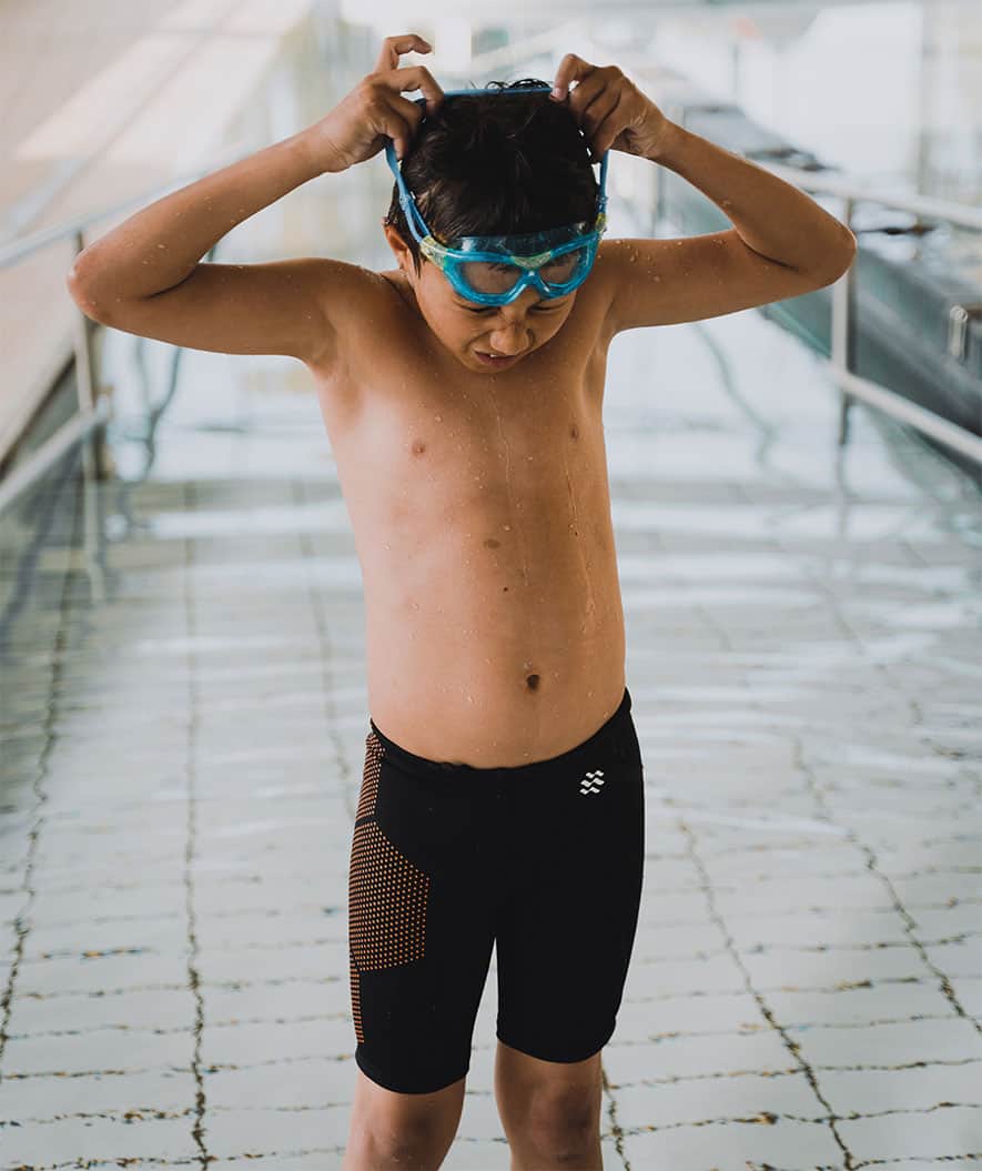 Watery long swim trunks for boys - Surfy Eco - Orange Corner