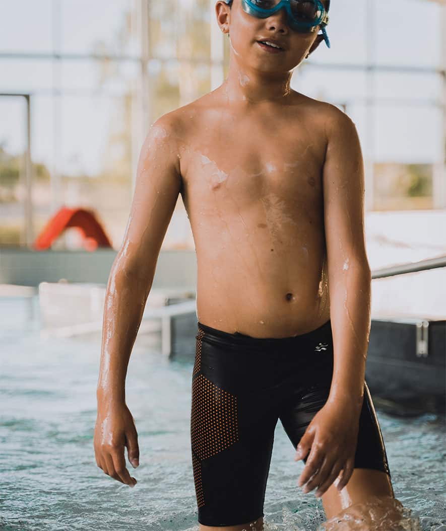 Watery long swim trunks for boys - Surfy Eco - Orange Corner