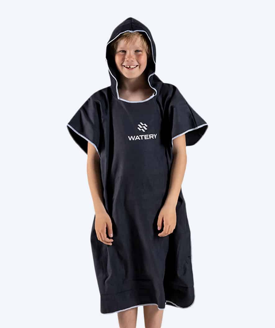 Watery bathing poncho for junior - Microfiber - Black
