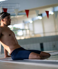 Watery long swim trunks for men - Surfy Eco - Dark blue