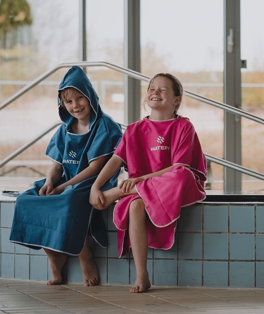 Watery bathing poncho for junior - Microfiber - Royal Blue
