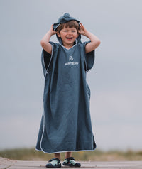 Watery bathing poncho for junior - Microfiber - Dark blue