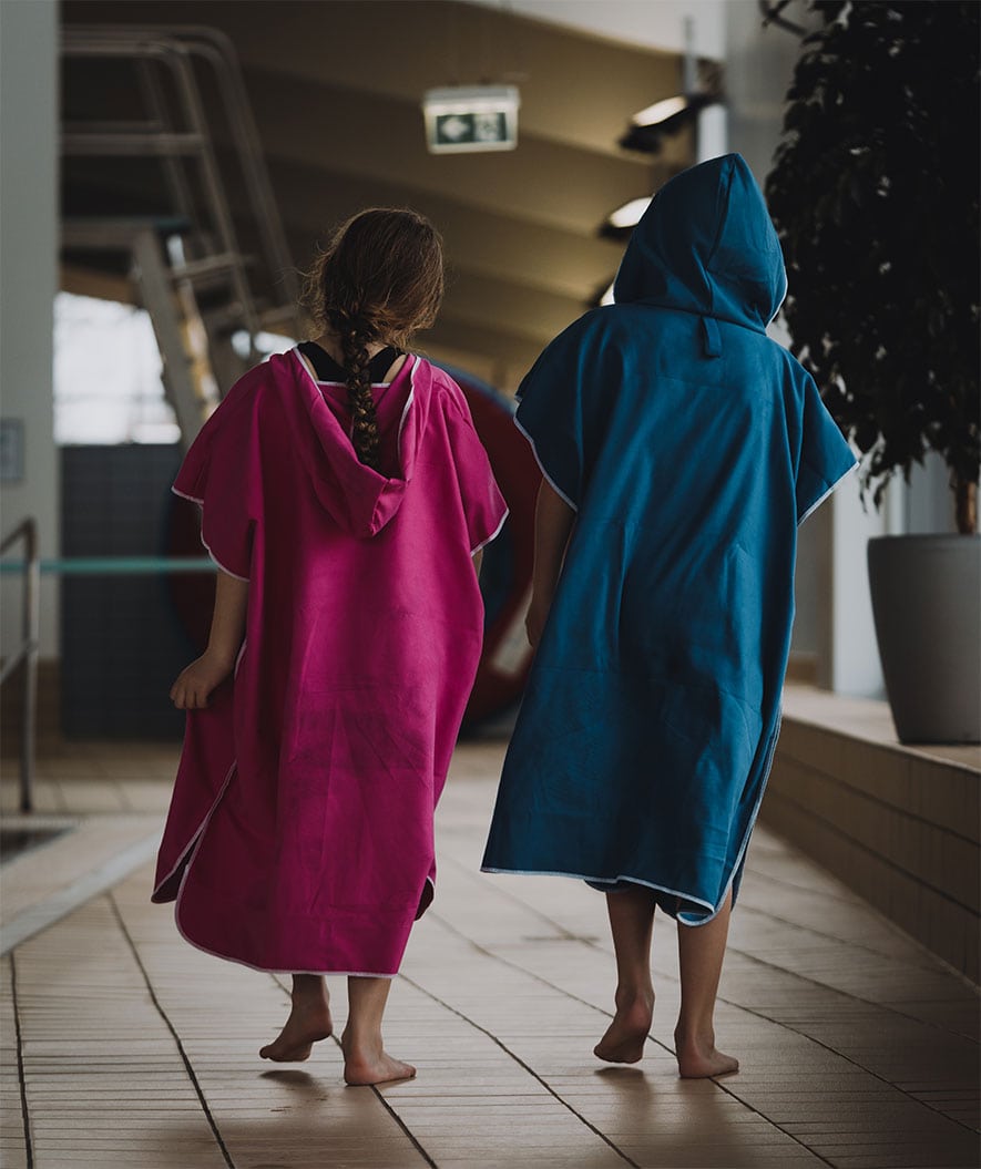 Watery bathing poncho for junior - Microfiber - Royal Blue