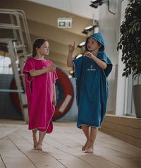 Watery bathing poncho for junior - Microfiber - Royal Blue