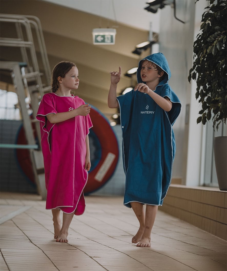Watery bathing poncho for junior - Microfiber - Royal Blue