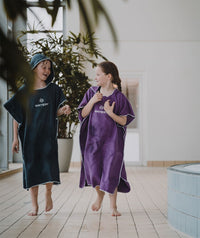 Watery bathing poncho for junior - Microfiber - Dark blue
